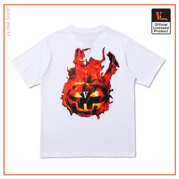Vlone Halloween Flaming Pumpkin Tee White Back 600x600 1 - Sally Face Store
